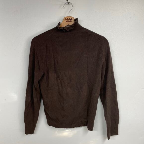 J. Crew Ruffleneck Merino Wool Sweater Deep Chocolate SZ SMALL Classic EUC - Picture 13 of 15